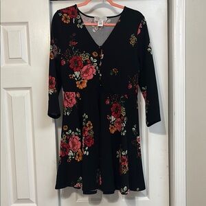 Planet Gold Black and Red Wrap Dress with 3/4 Sleeves